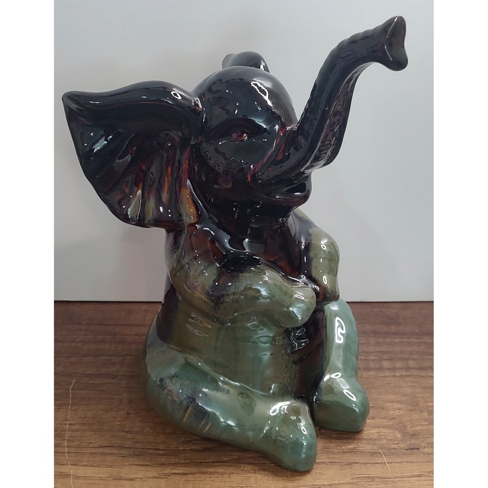 Apropos Elephant Art Pottery Figurine Ceramic Teal Home Decor